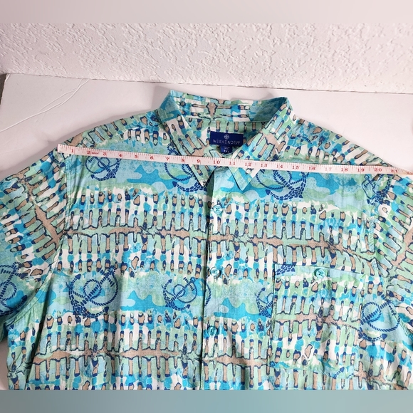 Weekender Batik Print Casual Button Down Shirt w Anchors Size XXL Short Sleeve - Picture 8 of 11